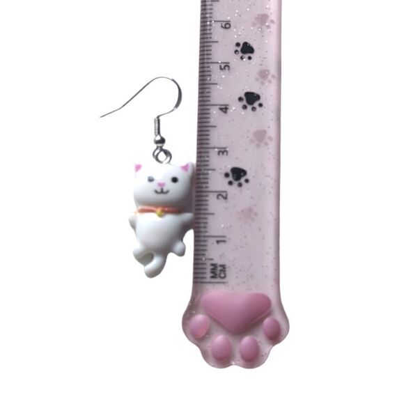 Cat Earrings Acrylic Stainless Steel Hooks - Picture 3 of 6